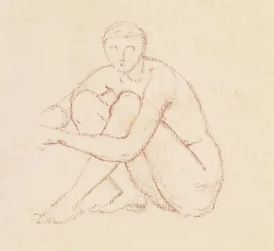 Female Nude – Study of a seated Figure av Sir Edward Coley Burne-Jones