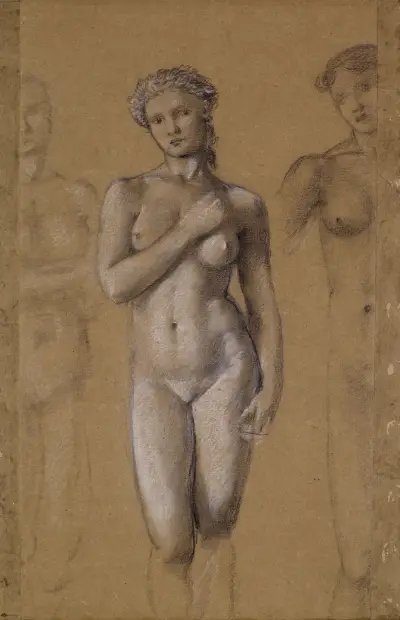 Female Nude – Three Studies, possibly for Venus av Sir Edward Coley Burne-Jones
