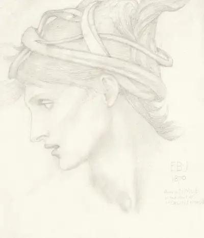 Head study of Maria Zambaco for Nimue in ‘The Beguiling of Merlin’ av Sir Edward Coley Burne-Jones