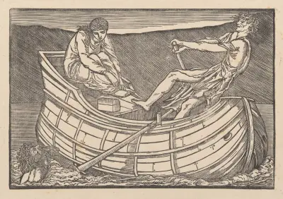 Psyche and the ghost in Styx av Sir Edward Coley Burne-Jones