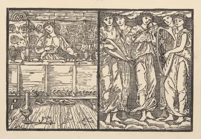 Psyche at the feast; The invisible musicians av Sir Edward Coley Burne-Jones
