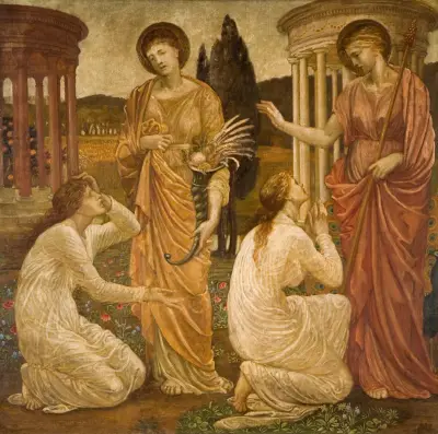 Psyche at the Shrines of Juno and Ceres av Sir Edward Coley Burne-Jones