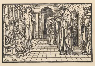 Return of the messengers with the oracle av Sir Edward Coley Burne-Jones