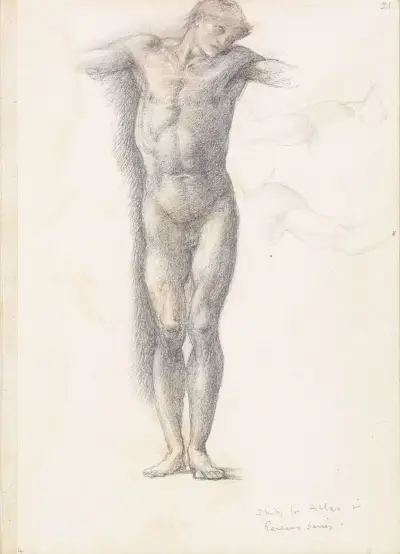 Sketchbook – Study for Atlas in Atlas Turned to Stone av Sir Edward Coley Burne-Jones