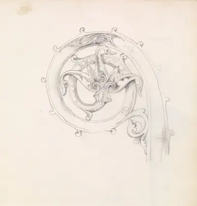 Sketchbook – Study for Head of Crozier av Sir Edward Coley Burne-Jones