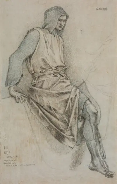 Study for the Failure of Gawain from the Holy Grail Tapestries av Sir Edward Coley Burne-Jones