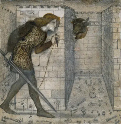 Theseus and the Minotaur in the Labyrinth av Sir Edward Coley Burne-Jones