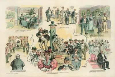 Poor paterfamilias – the family rises and he has to pay the freight av Frederick Burr Opper