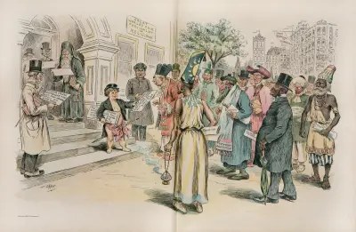 Puck’s suggestion to the congress of religions av Frederick Burr Opper