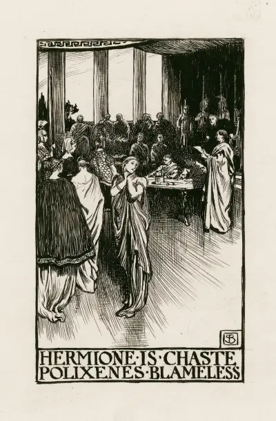 En vintersaga; Hermione är kysk, Polixenes oskyldig av Byam Shaw