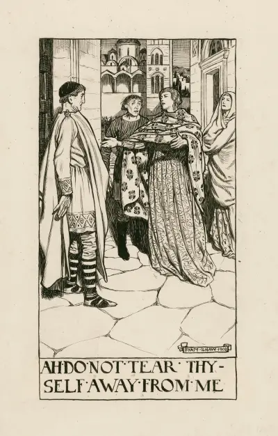 Förväxlingarnas komedi; Ah do not tear thy self away from me Act II Scene II av Byam Shaw