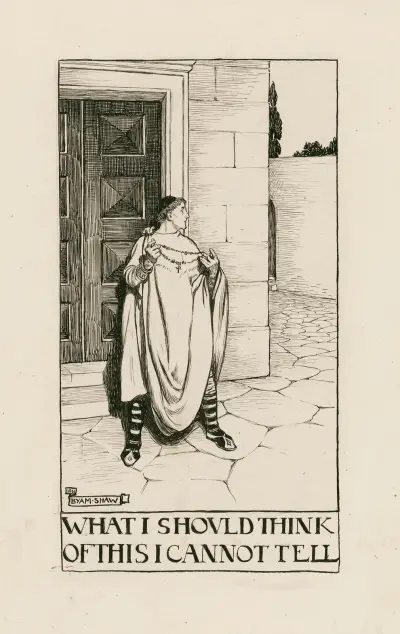 Förväxlingarnas komedi; Vad jag ska tro om detta kan jag inte säga, akt III scen II av Byam Shaw