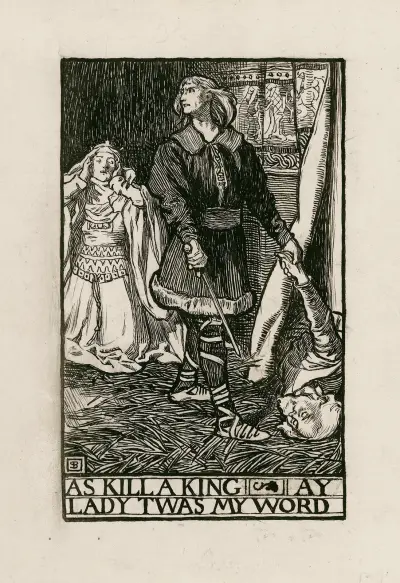 Hamlet; Att döda en kung, ja lady, det var mitt ord, akt III scen IV av Byam Shaw