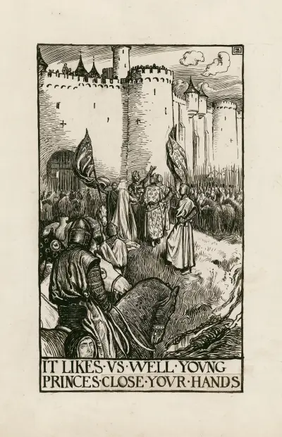 King John; It likes us well young princes, close your hands av Byam Shaw