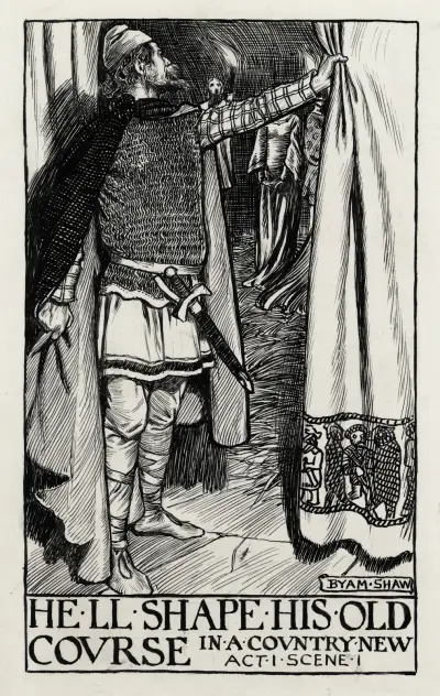 Kung Lear; Han ska forma sin gamla bana i ett nytt land, akt I scen I av Byam Shaw
