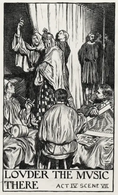 Kung Lear; Högre musiken där akt IV scen VII av Byam Shaw