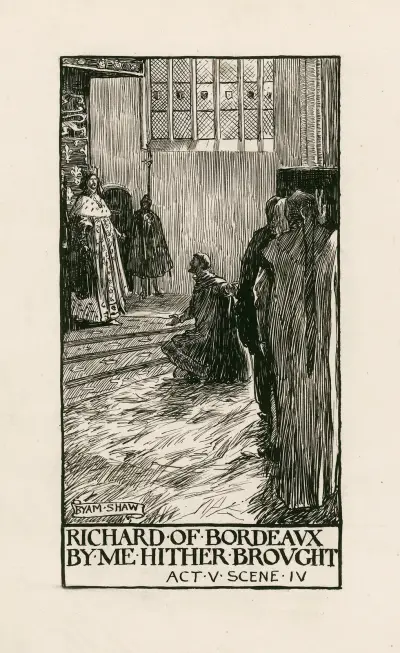 König Richard II.; Richard von Bordeaux, von mir hierher gebracht, Akt V, Szene IV von Byam Shaw