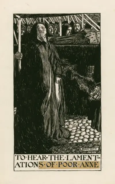 Kung Rickard III; Att höra den arma Annes klagolåt, akt V scen II av Byam Shaw