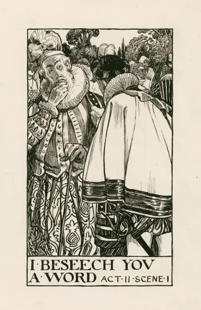 Förgäves kärleksmöda; Jag ber er om ett ord, akt II scen I av Byam Shaw