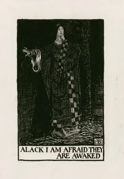 Macbeth; Alack i am afraid they are awaked Act II Scene II av Byam Shaw