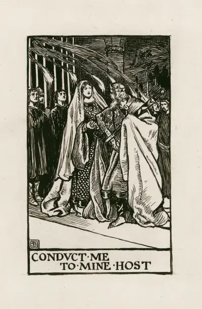 Macbeth: Följ mig till min värd, akt I scen IV av Byam Shaw