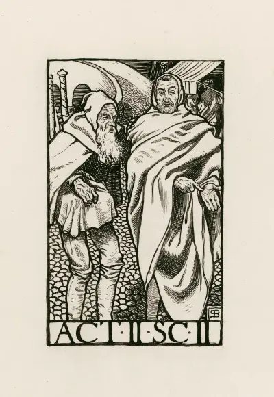 Köpmannen i Venedig; akt II scen II av Byam Shaw