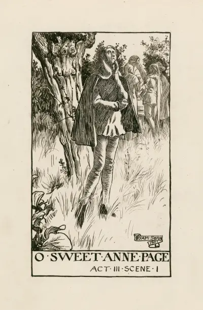 De muntra fruarna i Windsor; O sweet Anne Page, akt III scen I av Byam Shaw