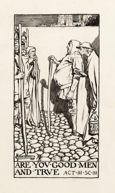 Much ado about nothing; Are you good men and true Act III Scene III av Byam Shaw