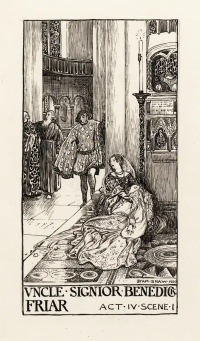 Mycket väsen för ingenting; Farbror Signior Benedick, broder fraren, akt IV scen I av Byam Shaw
