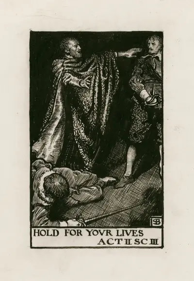 Othello; Haltet euer Leben, Akt II Szene III von Byam Shaw
