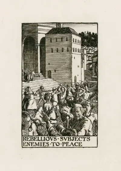 Romeo och Julia; Rebelliska undersåtar, fredens fiender, akt I scen I av Byam Shaw
