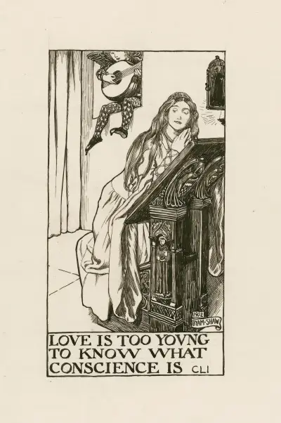Sonette; Die Liebe ist zu jung, um zu wissen, was Gewissen ist von Byam Shaw