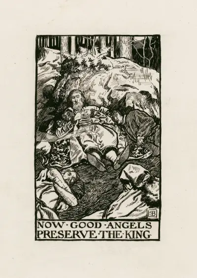 The Tempest; Now good angels preserve the King Act II Scene I av Byam Shaw