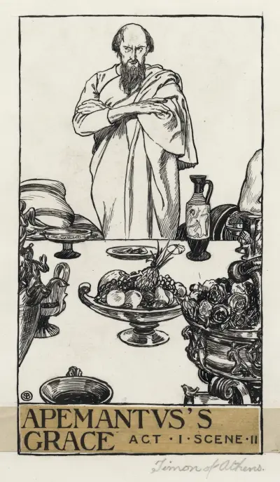 Timon av Aten; Apemantus nåd, akt I scen II av Byam Shaw