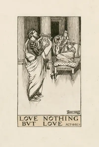 Troilus och Cressida; Älska inget annat än kärlek, akt III scen I av Byam Shaw