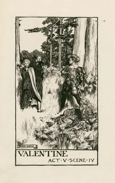 Två herrar från Verona; Valentine akt V scen IV av Byam Shaw
