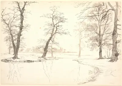 Ån genom Brelde skog vid Usserød av P. C. Skovgaard