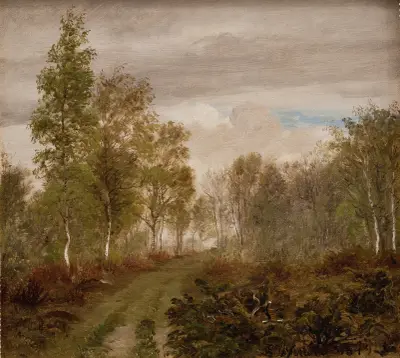 Birketræer på Læsø efter regn (Björkar på Læsø efter regn) av P. C. Skovgaard