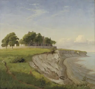Højerup Church on the Cliffs of Stevns, Zealand av P. C. Skovgaard