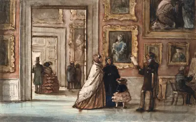 Interiör med besökande i Palazzo Pitti i Florens av P. C. Skovgaard