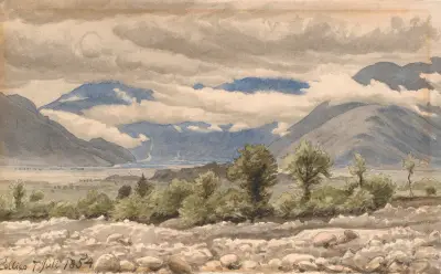 Italienskt bergslandskap i mulet väder av P. C. Skovgaard
