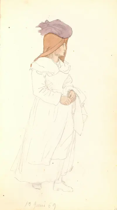 Italiensk kvinna med en sjal om huvudet och en börda på huvudet av P. C. Skovgaard