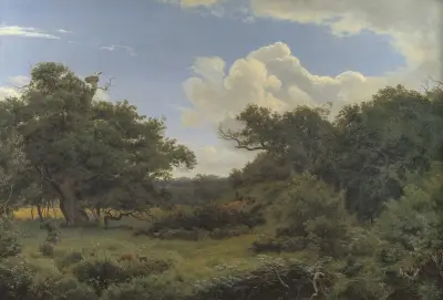 Oak Trees in Nordskoven near Jægerspris, Zealand av P. C. Skovgaard