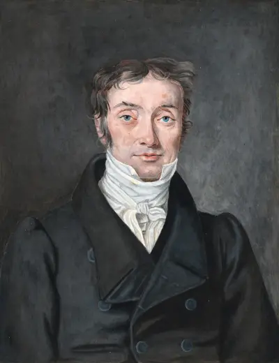 Portræt af skolelærer Hans Jensen Visby (1777-1870), fra Aagerup, Ramløse sogn av P. C. Skovgaard