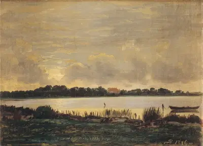 View Across Præstø Fiord towards the manor of Nysø av P. C. Skovgaard