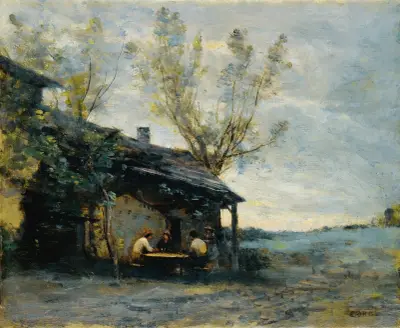 A café In Vaugirard av Jean-Baptiste-Camille Corot