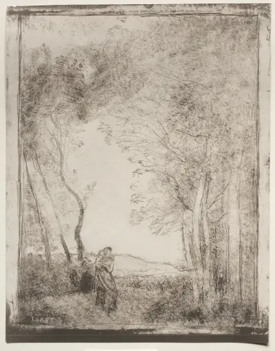 A Young Mother at the Entrance of a Wood av Jean-Baptiste-Camille Corot