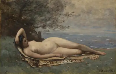 Bacchante by the Sea av Jean-Baptiste-Camille Corot