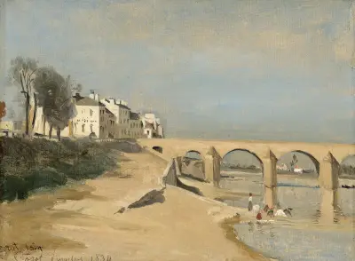 Bridge on the Saône River at Mâcon av Jean-Baptiste-Camille Corot