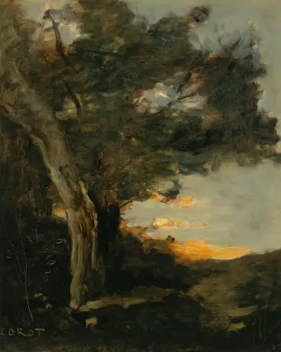 Coucher De Soleil Avec Une Lionne av Jean-Baptiste-Camille Corot
